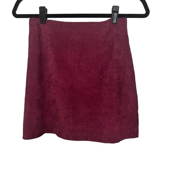 Shein corderoy wine maroon full zip mini skirt Small - Picture 1 of 4